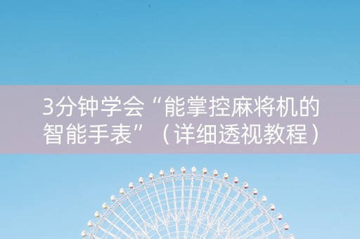3分钟学会“能掌控麻将机的智能手表”（详细透视教程）-哔哩哔哩