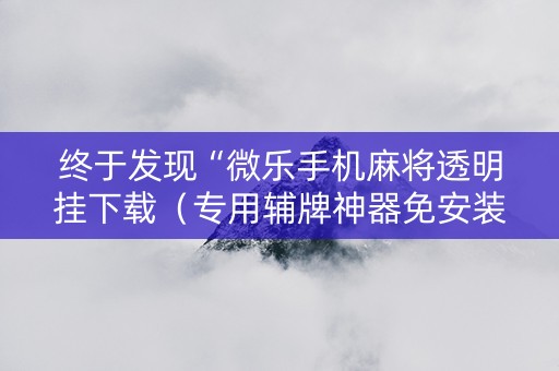 终于发现“微乐手机麻将透明挂下载（专用辅牌神器免安装）