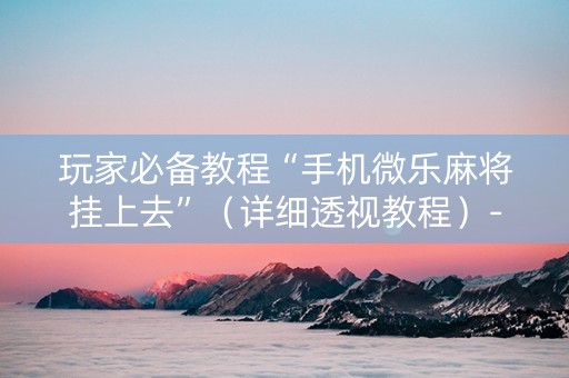 玩家必备教程“手机微乐麻将挂上去”（详细透视教程）-哔哩哔哩