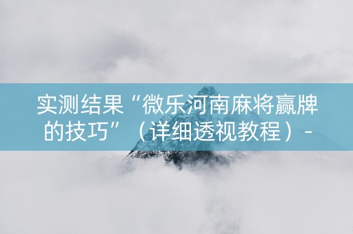 实测结果“微乐河南麻将赢牌的技巧”（详细透视教程）-哔哩哔哩