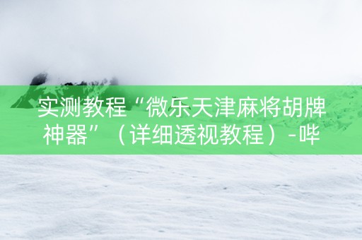 实测教程“微乐天津麻将胡牌神器”（详细透视教程）-哔哩哔哩