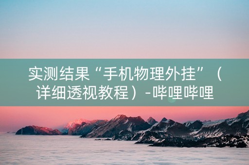 实测结果“手机物理外挂”（详细透视教程）-哔哩哔哩