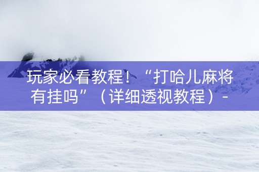 玩家必看教程！“打哈儿麻将有挂吗”（详细透视教程）-哔哩哔哩