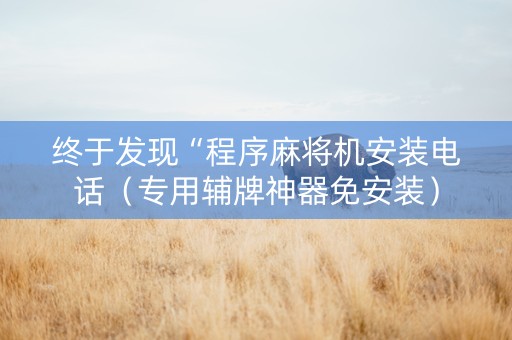 终于发现“程序麻将机安装电话（专用辅牌神器免安装）