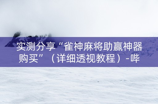 实测分享“雀神麻将助赢神器购买”（详细透视教程）-哔哩哔哩