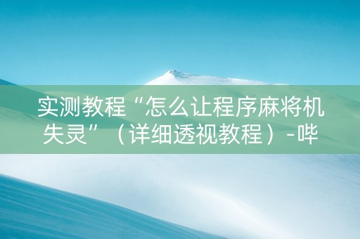 实测教程“怎么让程序麻将机失灵”（详细透视教程）-哔哩哔哩