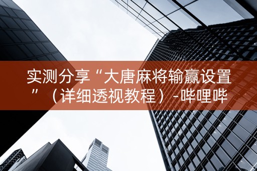 实测分享“大唐麻将输赢设置”（详细透视教程）-哔哩哔哩