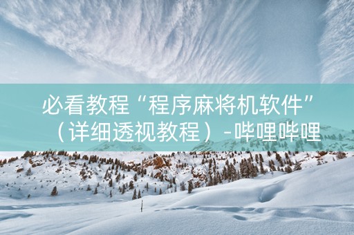 必看教程“程序麻将机软件”（详细透视教程）-哔哩哔哩