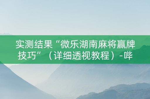 实测结果“微乐湖南麻将赢牌技巧”（详细透视教程）-哔哩哔哩
