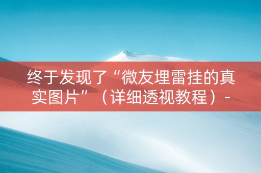 终于发现了“微友埋雷挂的真实图片”（详细透视教程）-哔哩哔哩