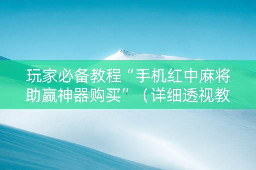 玩家必备教程“手机红中麻将助赢神器购买”（详细透视教程）-哔哩哔哩