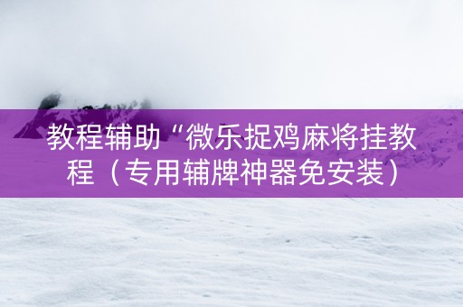 教程辅助“微乐捉鸡麻将挂教程（专用辅牌神器免安装）