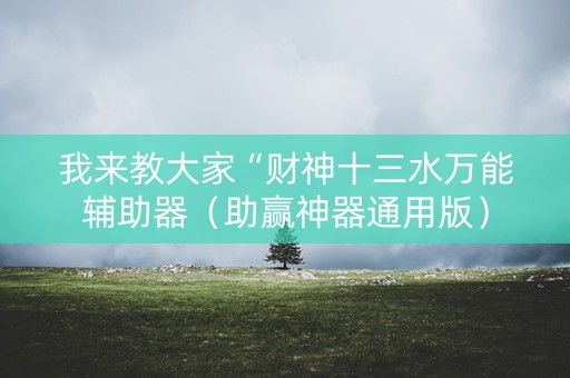 我来教大家“财神十三水万能辅助器（助赢神器通用版）