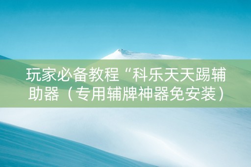 玩家必备教程“科乐天天踢辅助器（专用辅牌神器免安装）