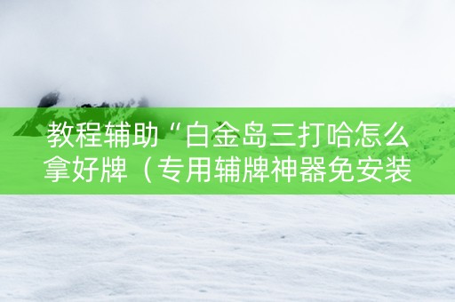 教程辅助“白金岛三打哈怎么拿好牌（专用辅牌神器免安装）