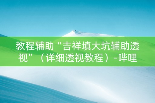 教程辅助“吉祥填大坑辅助透视”（详细透视教程）-哔哩哔哩