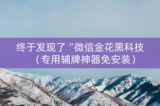 终于发现了“微信金花黑科技（专用辅牌神器免安装）