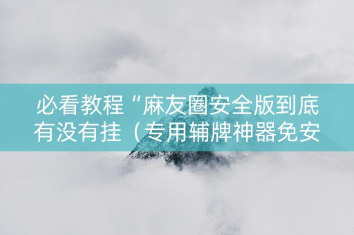 必看教程“麻友圈安全版到底有没有挂（专用辅牌神器免安装）