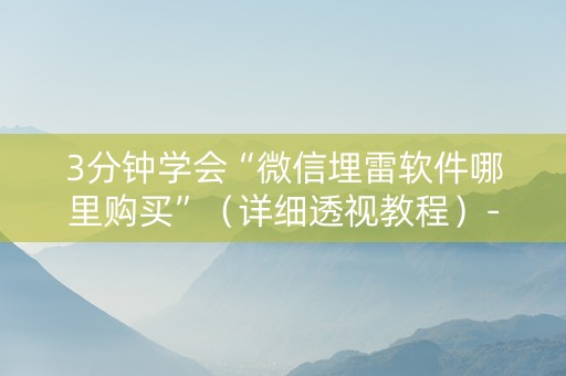 3分钟学会“微信埋雷软件哪里购买”（详细透视教程）-哔哩哔哩
