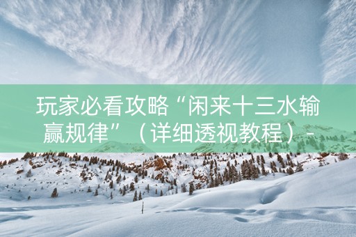 玩家必看攻略“闲来十三水输赢规律”（详细透视教程）-哔哩哔哩