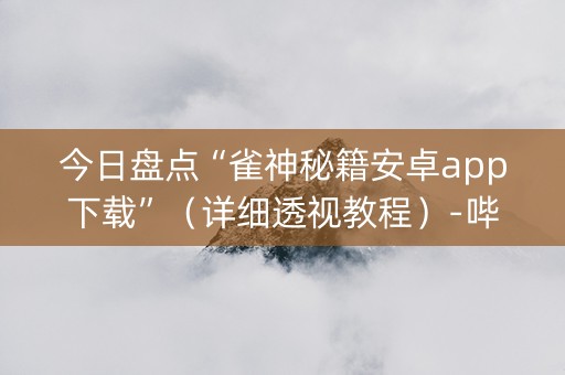 今日盘点“雀神秘籍安卓app下载”（详细透视教程）-哔哩哔哩