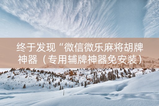 终于发现“微信微乐麻将胡牌神器（专用辅牌神器免安装）