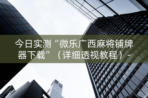 今日实测“微乐广西麻将铺牌器下载”（详细透视教程）-哔哩哔哩