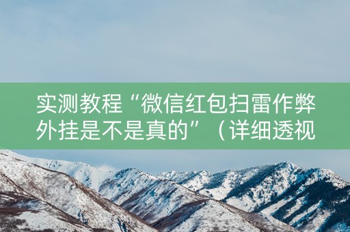 实测教程“微信红包扫雷作弊外挂是不是真的”（详细透视教程）-哔哩哔哩