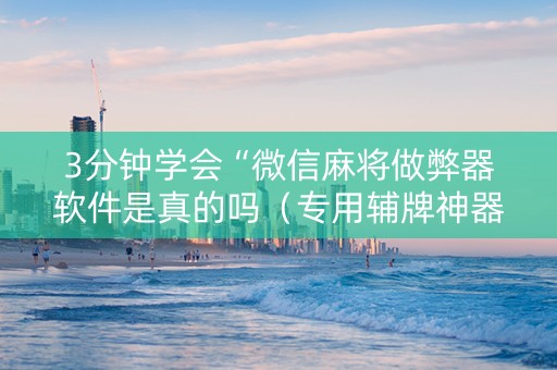 3分钟学会“微信麻将做弊器软件是真的吗（专用辅牌神器免安装）