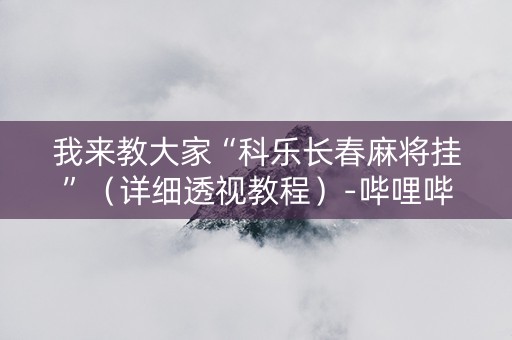 我来教大家“科乐长春麻将挂”（详细透视教程）-哔哩哔哩
