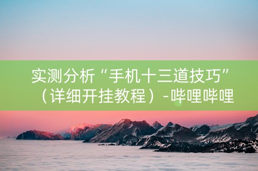 实测分析“手机十三道技巧”（详细开挂教程）-哔哩哔哩