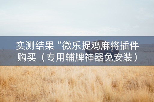 实测结果“微乐捉鸡麻将插件购买（专用辅牌神器免安装）