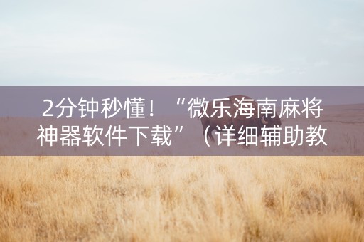 2分钟秒懂！“微乐海南麻将神器软件下载”（详细辅助教程）-哔哩哔哩