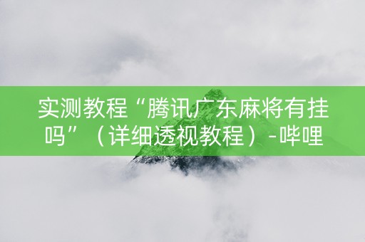 实测教程“腾讯广东麻将有挂吗”（详细透视教程）-哔哩哔哩