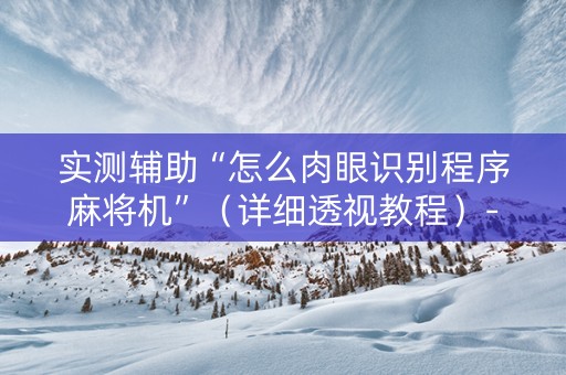 实测辅助“怎么肉眼识别程序麻将机”（详细透视教程）-哔哩哔哩