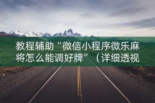 教程辅助“微信小程序微乐麻将怎么能调好牌”（详细透视教程）-哔哩哔哩