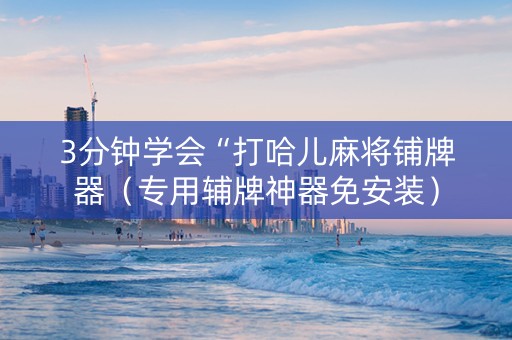 3分钟学会“打哈儿麻将铺牌器（专用辅牌神器免安装）