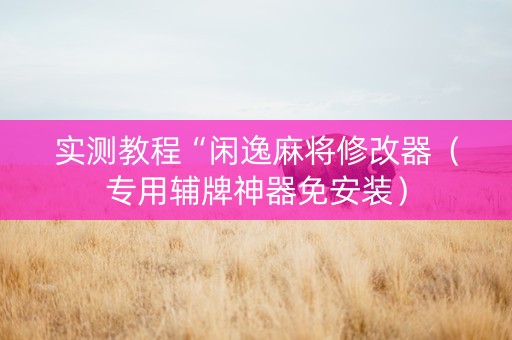 实测教程“闲逸麻将修改器（专用辅牌神器免安装）