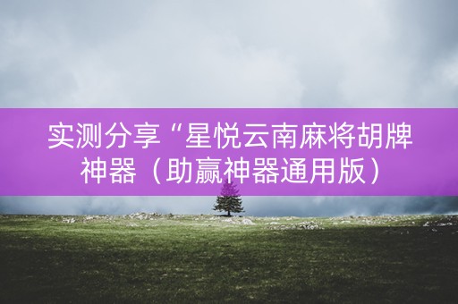 实测分享“星悦云南麻将胡牌神器（助赢神器通用版）