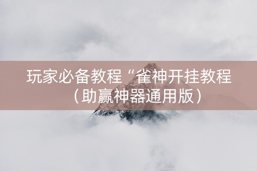 玩家必备教程“雀神开挂教程（助赢神器通用版）