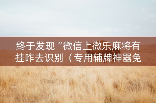 终于发现“微信上微乐麻将有挂咋去识别（专用辅牌神器免安装）