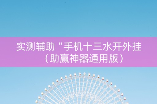 实测辅助“手机十三水开外挂（助赢神器通用版）