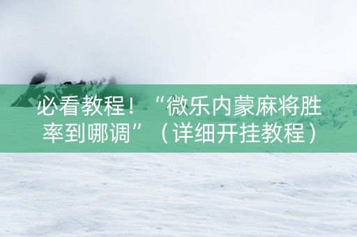 必看教程！“微乐内蒙麻将胜率到哪调”（详细开挂教程）-哔哩哔哩