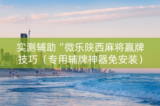 实测辅助“微乐陕西麻将赢牌技巧（专用辅牌神器免安装）