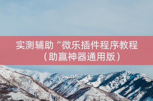 实测辅助“微乐插件程序教程（助赢神器通用版）