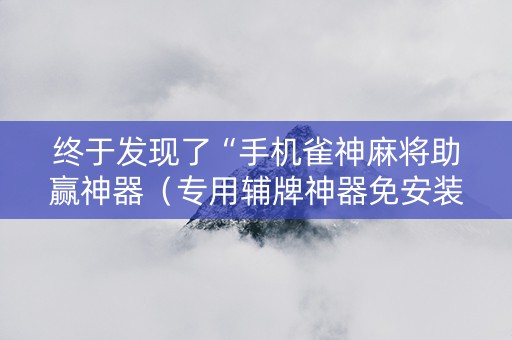 终于发现了“手机雀神麻将助赢神器（专用辅牌神器免安装）