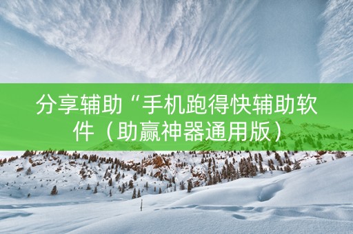 分享辅助“手机跑得快辅助软件（助赢神器通用版）