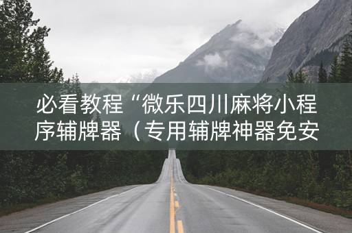 必看教程“微乐四川麻将小程序辅牌器（专用辅牌神器免安装）