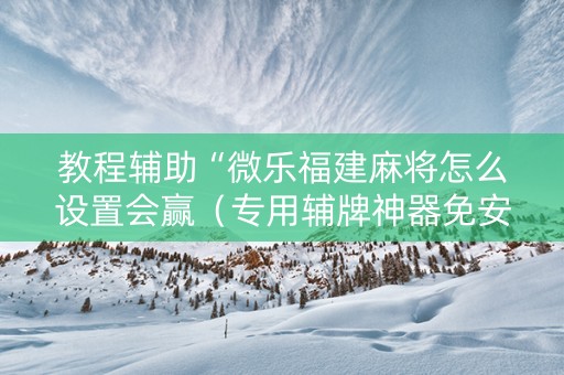 教程辅助“微乐福建麻将怎么设置会赢（专用辅牌神器免安装）