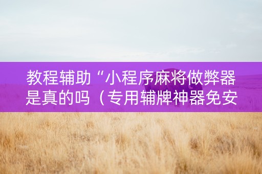 教程辅助“小程序麻将做弊器是真的吗（专用辅牌神器免安装）